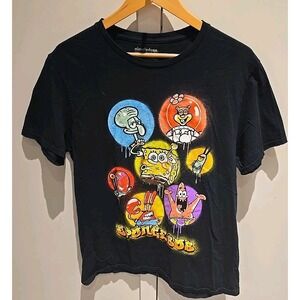 Nickelodeon Spongebob Squarepants Graphic T-Shirt Black Mens Squidward Crew L
